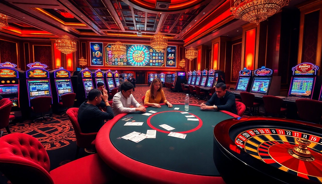 TRANG CHỦ 32WIN captivating casino scene with players engrossed in poker.