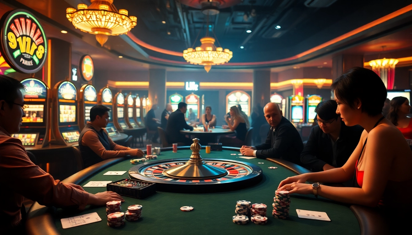 Experience sexy AI chat at an exciting casino table with intense poker action and vibrant lights.