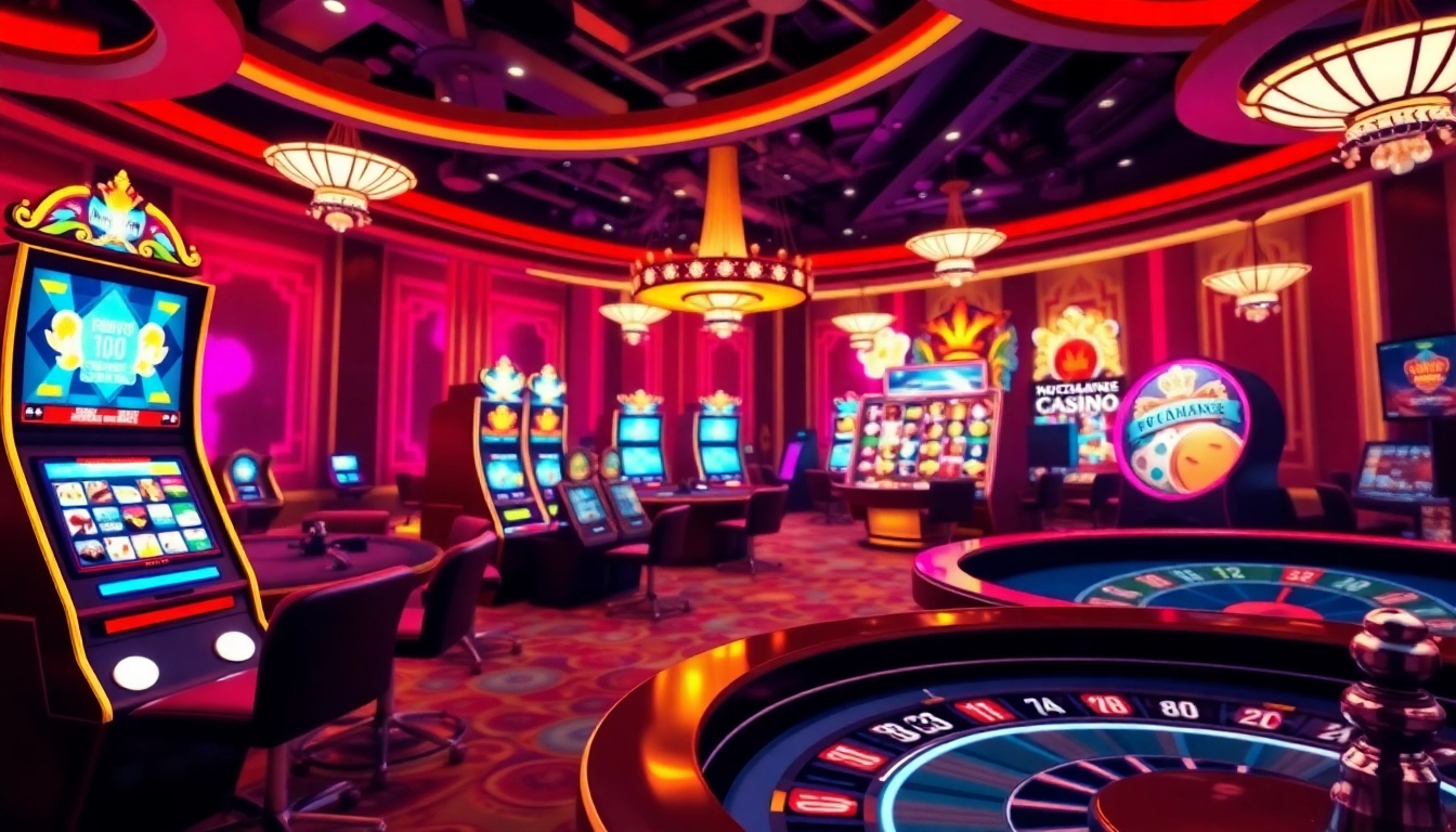 Experience the thrill of winning at sân chơi 68 game bài with colorful slot machines and poker tables.