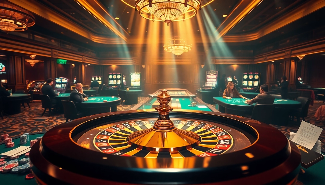 Experience the excitement of f168.fit in a luxurious casino setting, where high-stakes players enjoy roulette and poker.