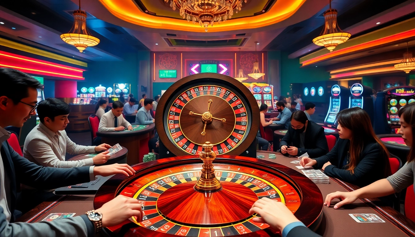 VU88 players enjoying a lively online casino atmosphere with exciting games.