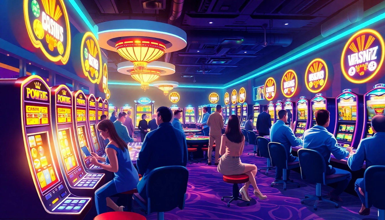 Experience the vibrant atmosphere of Monsino with players at the gaming floor.