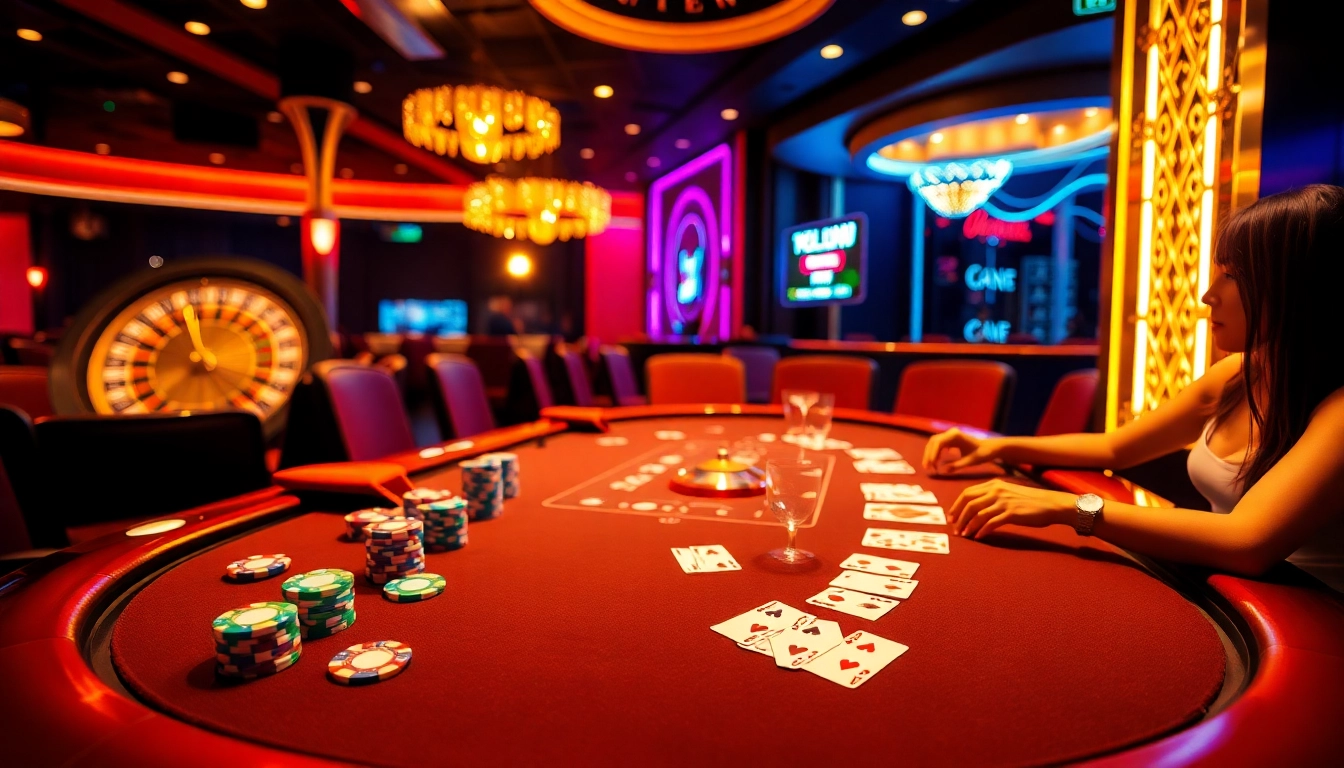 Engage in sexy ai chat while betting at a glamorous poker table in a luxurious casino setting.