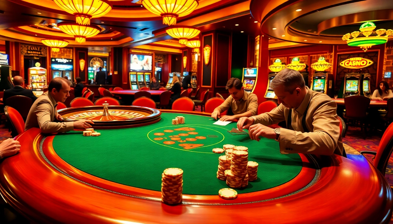Explore thrilling casino action with players at a poker table, featuring bets placed at https://ketqua24.net/ for ultimate winning strategies.