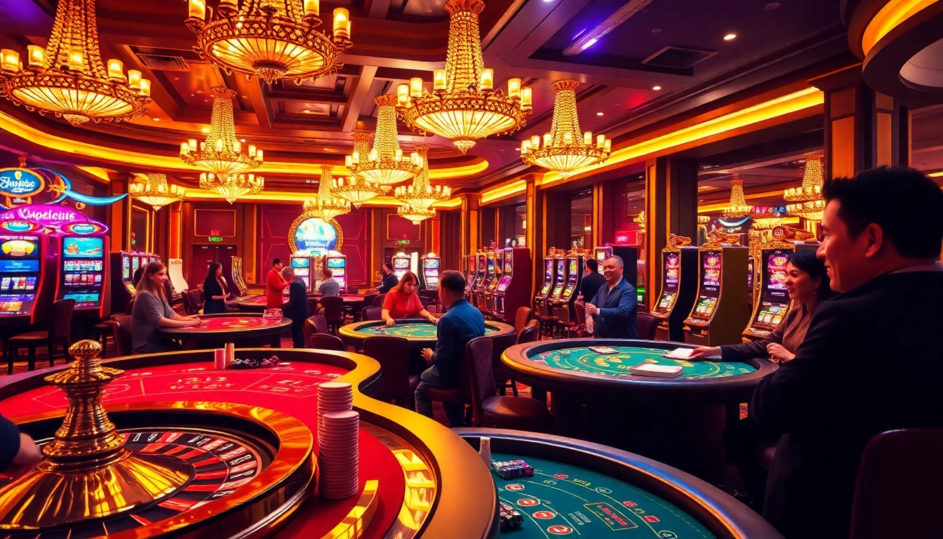 Supertkb88 offers thrilling casino experiences with vibrant players enjoying poker and roulette excitement.